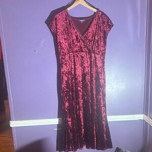 dressbarn Velvet Wine Midi Dress